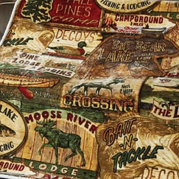 Lodge Theme Soft Comfy Lodge Life Flannel Sherpa Throw Blanket Lake Cabin Moose - Picture 2 of 2